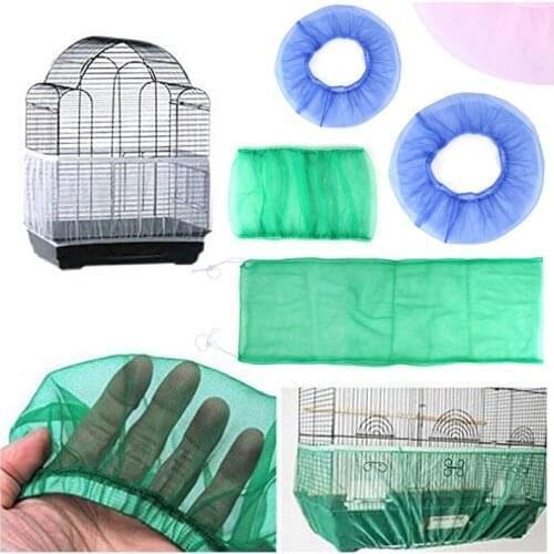 1PC Nylon Mesh Receptor Seed Bird Parrot Cover Soft Easy Cleaning Nylon Airy Fabric Mesh Bird Cage Cover Catcher Bird Supplies