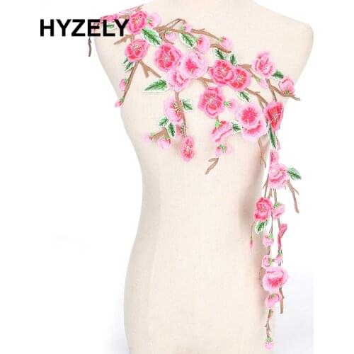 New 1 pc Embroidery Beautiful Pink Flowers Lace Neckline Collar fabric, DIY Collar Lace fabrics for Sewing Supplies Crafts