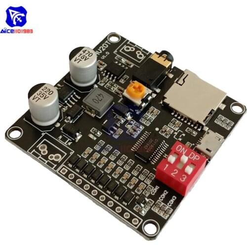 Diymore 10W/20W Voice Playback Module Board MP3 Music Player SD/TF Card Integrated I/O Trigger UART Protocol Control for Arduino