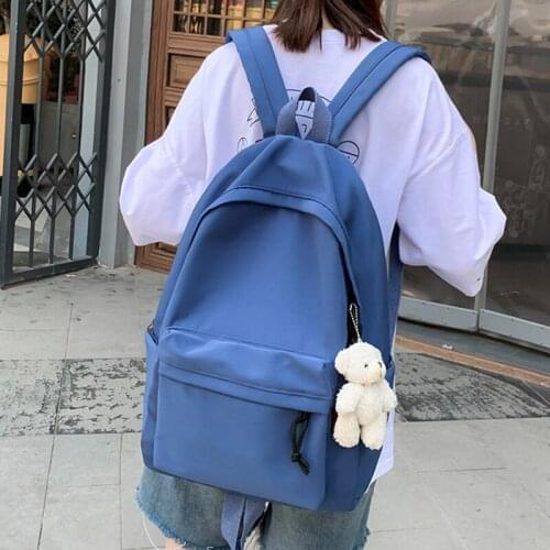 For Teenage Girl Casual Shoulder Bag Solid Color Rucksack Quality Travel Simple Female Backpack Women Canval School Bag