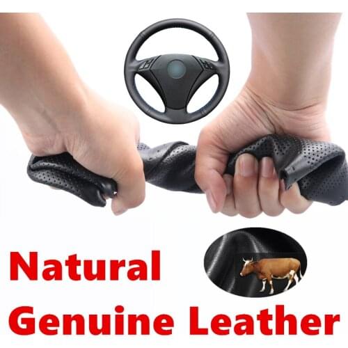 Hand stitched Genuine Calfskin Leather Steering Wheel Cover for BMW E60 E61 520i 520li 523 523 523li 525 525i 530 530i 535 545i
