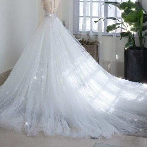 Mingli Tengda Blingbling Half Skirt Wedding Spray Gold Half Detachable Tail Fairy Fluffy Skirt Tulle Petticoat Rockabilly Bridal