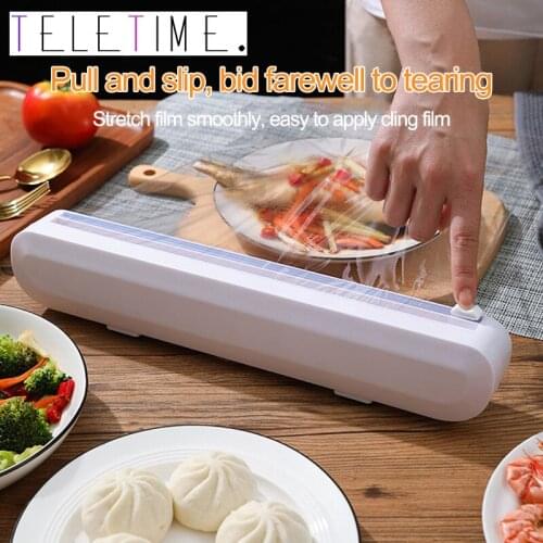 Food Wrap Cutter Cling Kitchen Plastic Foil Film Wrap Storage Dispenser Cutter Durable Non-toxic Storage Organizer Cookware Tool
