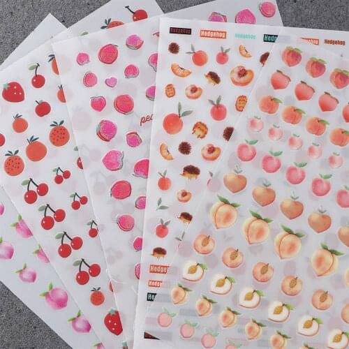 Self-adhesive 3D Stickers for Nails Peach Cherry Fruits Nail Art Decorations Cute Fashion Stickers Women Girl Nail Foil Decals