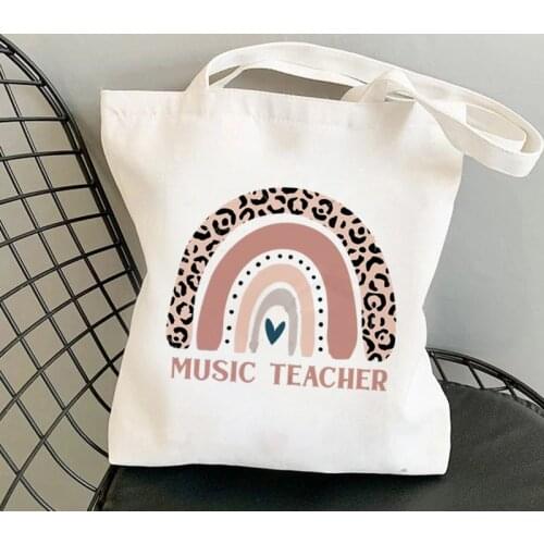 Supplies Rainbow Music Teacher Printed Tote Bag women Harajuku shopper Funny handbag Shoulder shopping Lady gift Canvas Bag