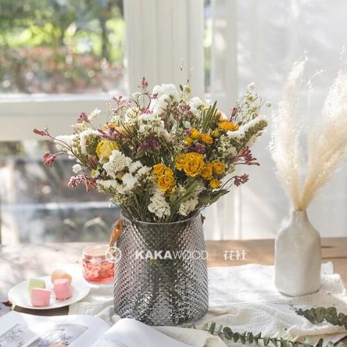 Northern European-Style Light Luxury Natural Dried Bouquet Yellow Rose DIY FLORAL Set Home Living Room Window with Descendants
