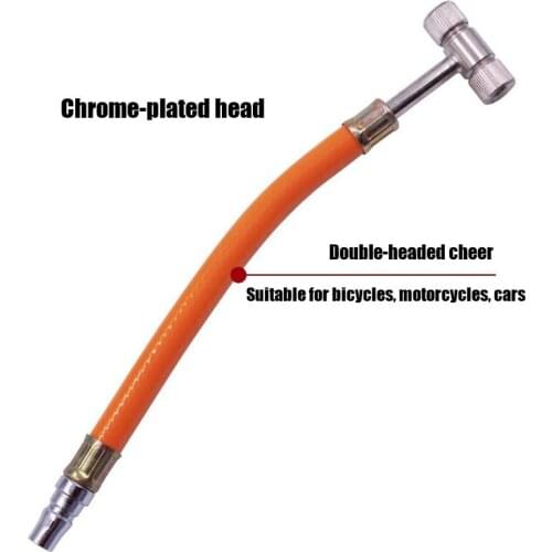 T Shaped Dual Foot Air Chuck Hose Barb Plate Tire Inflating Pin Bicycle Scooter