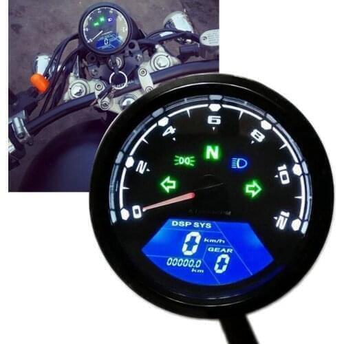 Universal Motorcycle Speedometer Digital Dashboard 12000rpm Tachometer Odometer Anti-glare LCD Display Speed Meter Low Oil Alarm
