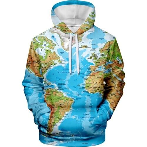New Fashion World Map Hoodie Streetwear Casual 3D Print Hooded High Street Male Warm Hoodies Sweatshirts Autumn Female Tracksuit