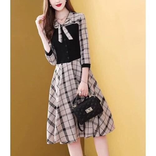Patchwork Tunics Wrap Sexy Bodycon Vintage Plaid Midi Elegant Plus Size Womens Dresses Party Casual Korean Summer Light Dress
