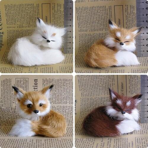 1 Pcs Squatting Fox Model Mini Simulation Cute Fox Toy Wedding Birthday Xmas Gift Stuffed Plush Animal Figurine Home Decoration