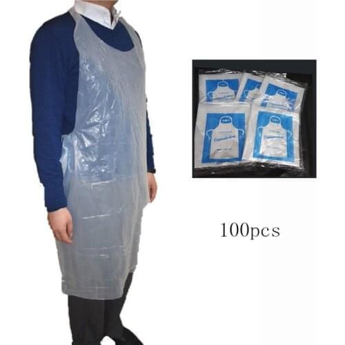 100PCS Thicken Disposable Apron Adult Waterproof Oil-proof Clothes Kitchen Hairdresser Barbecue Baking Household Daily Supplies