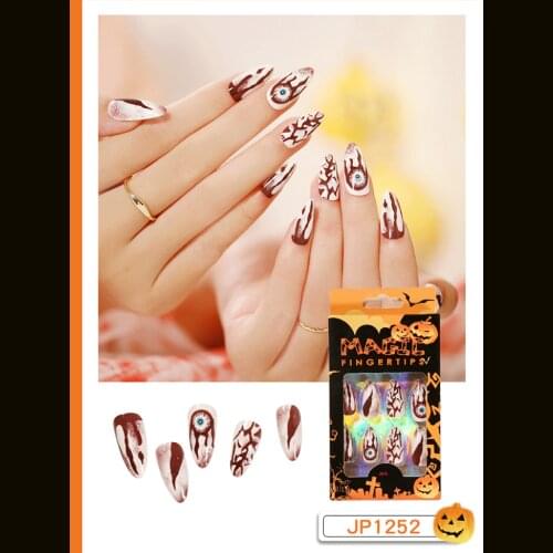 24pcs False Nail Patch Glue Type Removable Long Paragraph Fashion Manicure Save Time Fake Nail Patch AUG889