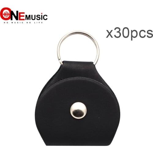 30 pcs Leather Guitar Pick Holder Bag Black Plectrum Holder