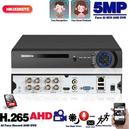 8 Channel CCTV DVR Recorder 5MP 6 In 1 Hybrid Digital Surveillance Video Recorder H.265 XMEYE NVR 8CH AHD Security System ONVIF