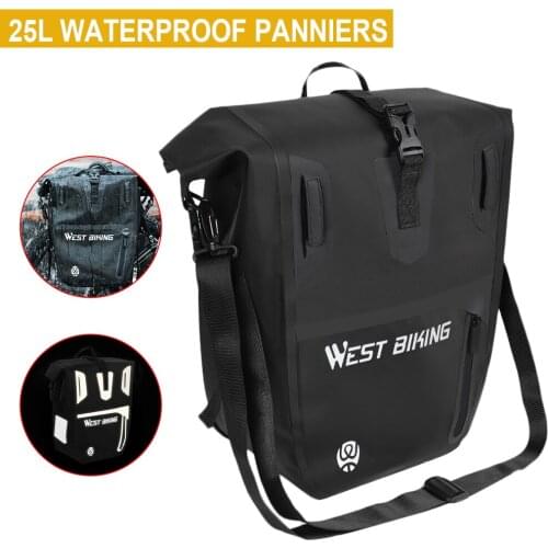 25L Large Capacity Bicycle Trunk Bag Bike Rear Rack Seat Panniers Waterproof Practical Stable TPU Reflective Luggage Bag