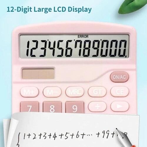Large Screen Simple Calculator Dual Power Cute Stylish Exam Clear Portable Display Universal Screen Office Calculator Assis V8G1