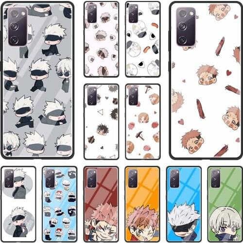 Phone Case For Samsung Galaxy S20 FE S10 Plus S21 Ultra S9 S8 S10e Lite Glass Hard Back Cover Funda Jujutsu kaisen Gojo Satoru