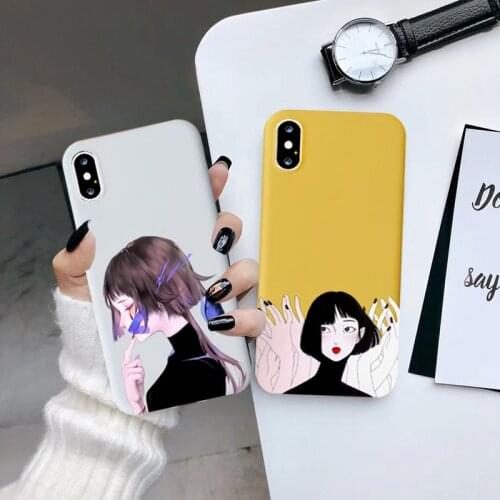 GYKZ Abstract Art Butterfly Girl Fitted Case For iPhone XS MAX 11 Pro XR X 7 8 6s Plus Fashion Candy Soft Silicone Phone Cover