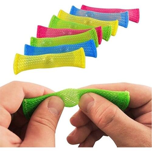 Fidget Toys Woven Mesh Tube With Glass Marble Decompression Toy Marble Squeeze Autism ADHD Anxiety Therapy Stress Relief Hand