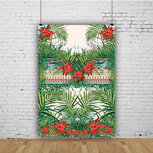 Rainforest Backdrop Red Flower and Green Leaves Photography Background Celebration Newborn Holiday Photo Booth Studio Decor