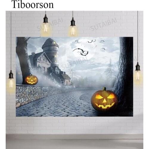 Halloween Castle Pumpkin Lantern Bat Backdrop Baby Birthday Party Photocall Background Photography for Photo Studio Photophone