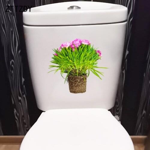 ZTTZDY 23.8×23.9CM Flower Pot Modern Decor Home Living Room Wall Stickers Toilet WC Accessories T6-0276