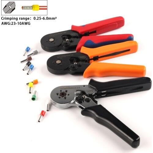 HSC8 6-6 Hexagon Tubular terminal crimping tools mini electrical pliers 0.25-6mm2 high precision clamp tool AWG 23-10