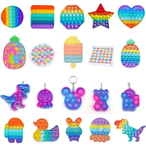Rainbow pop bubbles fidget toy its simple dimple anti stress relief toy for children adults desk sensory autism adhd depression
