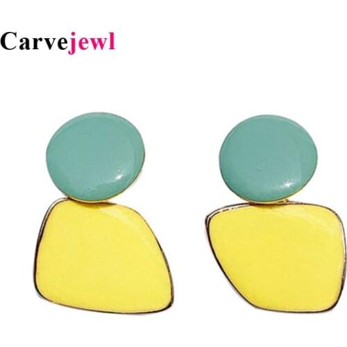 Carvejewl short geometric earrings unique Korea design hand made candy Color enamel glaze dangle earrings for women girl jewelry