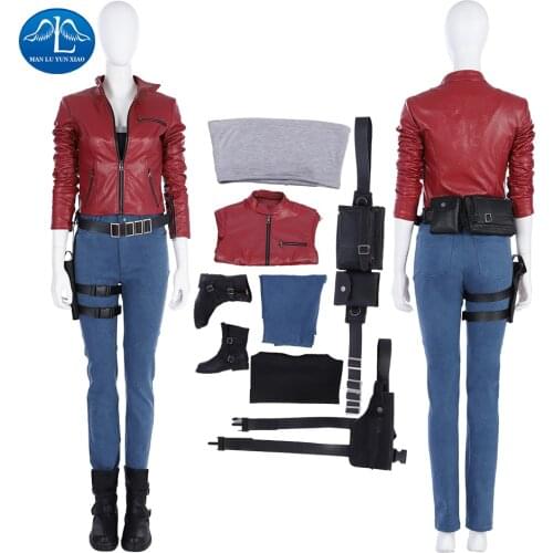 Manluyunxiao Claire Redfield Cosplay Halloween Costumes for Women Masquerade Outfit Game RE 2 Soldier Jacke Suit Custom Made