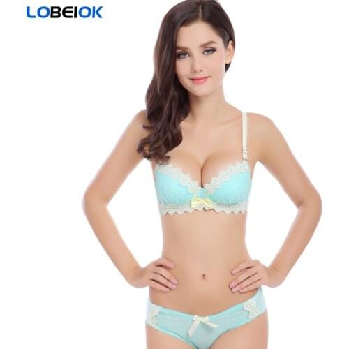 LOBEIOK new fashion sexy womens bra and briefs set girls cotton push up underwear bras suit A B same cup 4color brassiere sets