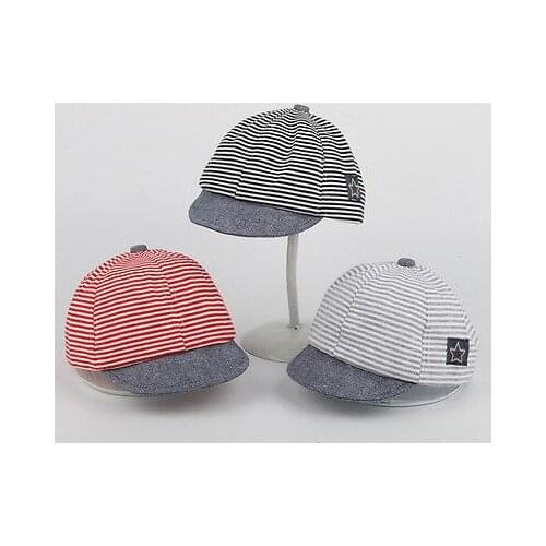Lovely Summer Visors Newborn Baby Kid Girls Boy Striped Sun Caps Casual Cotton Beret Hat 3 Colors