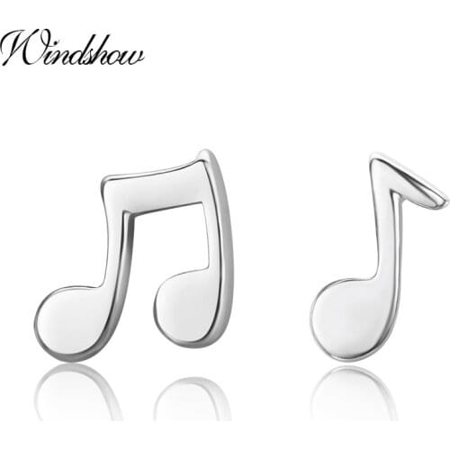 Mini Cute 925 Sterling Silver Single&Double Note Stud Earrings For Women Girls Children Girls Kids Jewelry Orecchini Aros Aretes