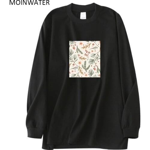 MOINWATER Female New Sport Long Sleeve Tees Tops for Autumn Women Printed Black Orange Spring Thick T-shirts MLT2134