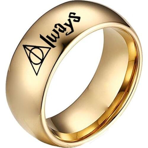 MOREDEAR 8mm Action Figure Rings hp Always The Deathly Hallows Rings for Men and Women