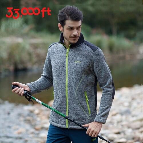 Mens Knitted Fleece Cardigan Jacket Spring Autumn Outdoor Hiking Travel Climbing Sport Warm Coat Windproof Stand Collar Tops Man