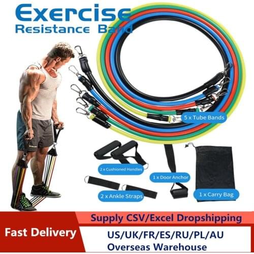11Pcs Resistance Bands Set Expander Exercise Fitness Rubber Band Stretch Training Home Gyms Workout