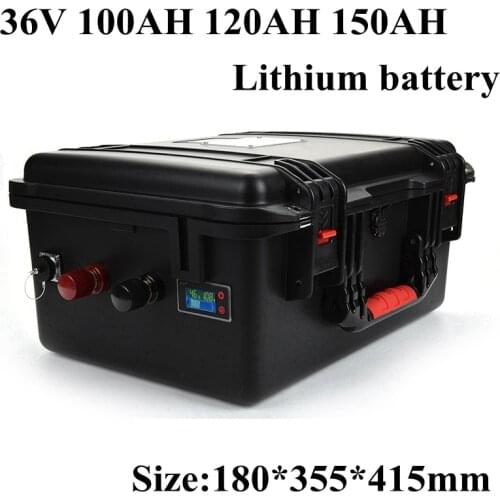 Fishing Boats 36V 120Ah 100Ah 150Ah Lithium Li Ion Battery Pack with BMS Rechargeable for 2000w 3500w Power Tools+10A Charger