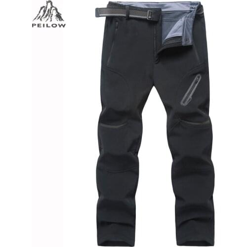 PEILOW Plus size 7XL 8XL 9XL Pants Men Winter Thick Warm Fleece Shark Skin Trousers Male Waterproof Sweatpants Tactical Pants