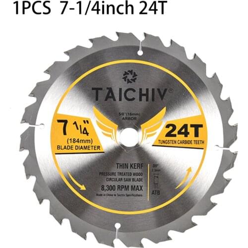 1pc 184mm Circular Saw Blade 7-1/4-Inch 24T Framing Carbide Thin Kerf Disk Cutter Wood Cutting Disc Woodworking Tool