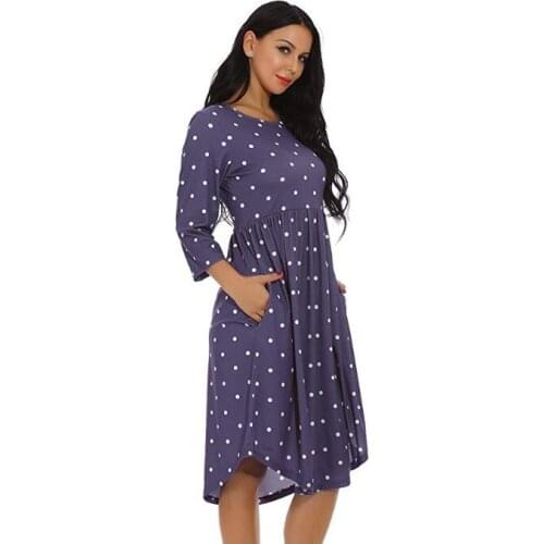 Long sleeve maternity dresss polka dot pregnancy dress nursing dress for breastfeeding casual clothes for pregnant women A-line