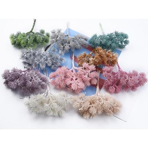 6 Pieces Gifts Candy Box Vases for Home Decoration Accessories Children Photography Props Artificial Plant Silk Pine Needles Diy
