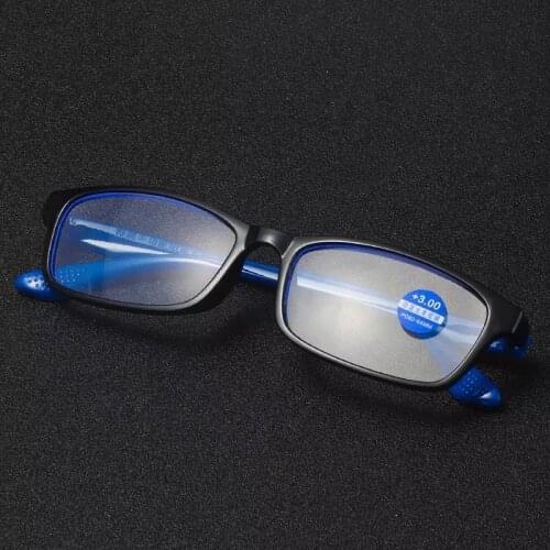 Sophia Retro Square TR90 Reading Glasses Anti-blue Light Eyeglasses Reading Anti-fatigue Magnifying Presbyopic Glasses Men +3+4
