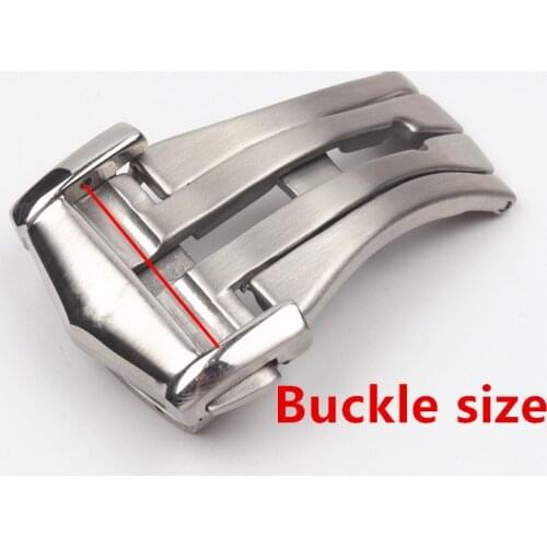 Stainless Steel Solid Double Push Button Fold Watch Buckle Butterfly Deployment Clasp Watch Strap 18mm for omega silver buckle