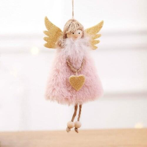 Happy Christmas Tree Decorations Cute Angel Plush Doll Girl Pendant Navidad 2021 New Year Xmas Tree Ornaments Xmas Gift for Kids
