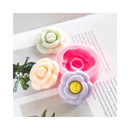 PRZY Silicone Soap DIY Single Hole Camellia Flowers Mold Handmade Flower Aroma Mould Soap Making Moulds Resin Clay Molds