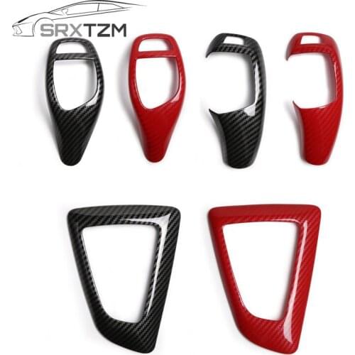 SRXTZM 1pcs Car Gear Shift Knob Cover Trim Carbon Fiber Look ABS Car Styling Sticker For BMW F30 F10 F15 F07 F20 F21 F34 F35 3gt