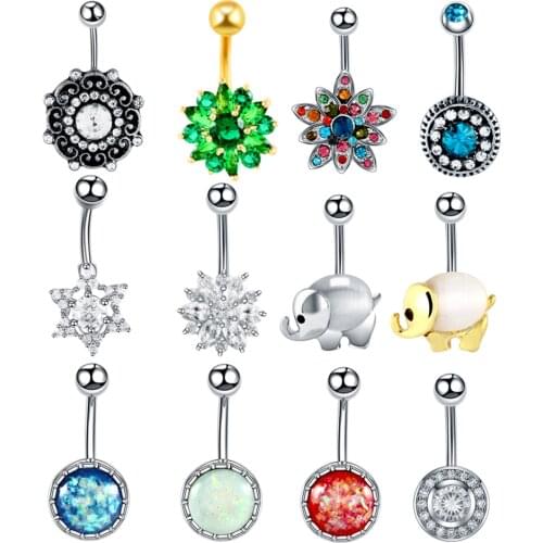 1PC 14G Steel Piercing Ombligo Belly Bar Button Navel Studs Retainer Nombril Piercing Sexy Women Dangle Earring Piercing Jewelry