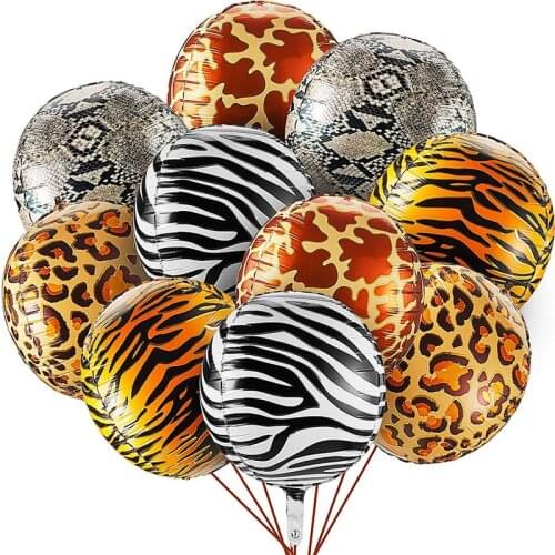 22inch 4D Balloons Animal Leopard Zebra Tiger Giraffe Snake Foil Balloon Birthday Wedding Jungle Forest Party Decor Helium Ball